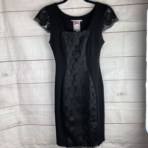 Yoana Baraschi Dress Black bodycon party formal mini 2 XS zipper laced slim